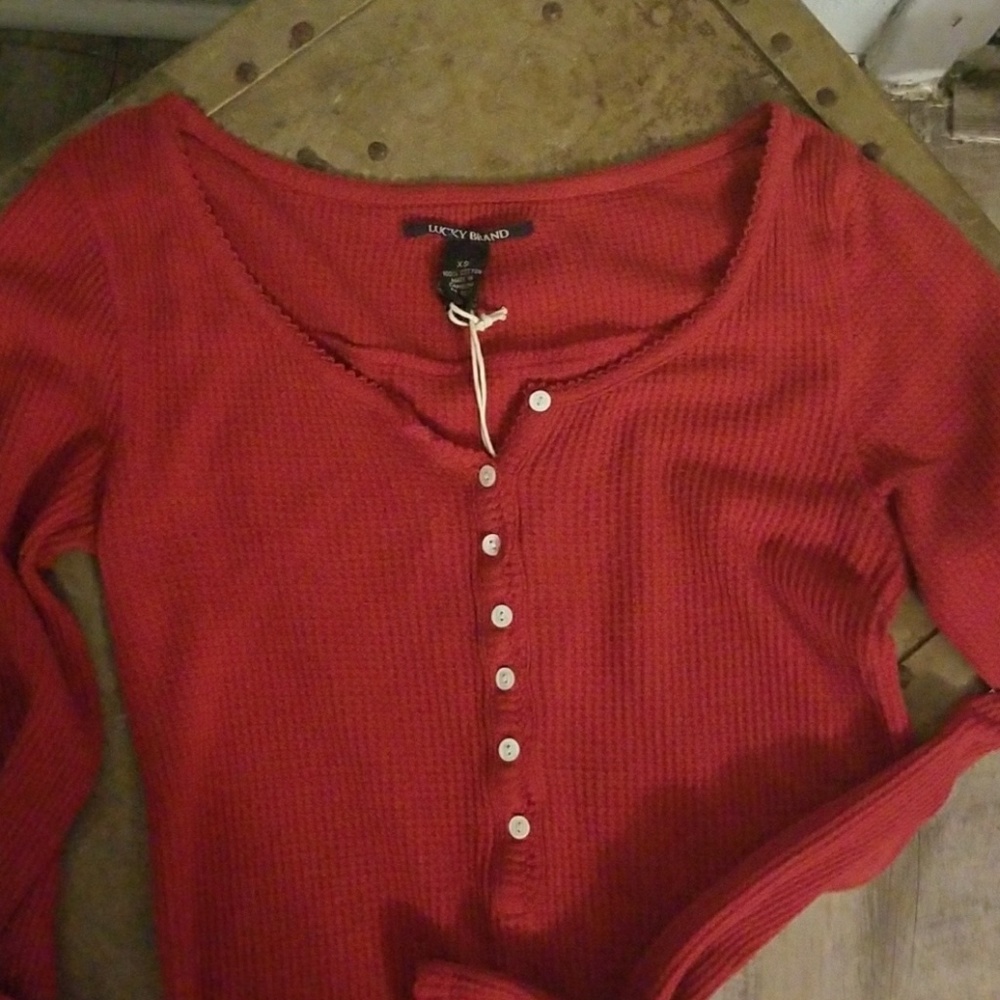 Lucky Brand sz XS burnt Orange long sleeved top